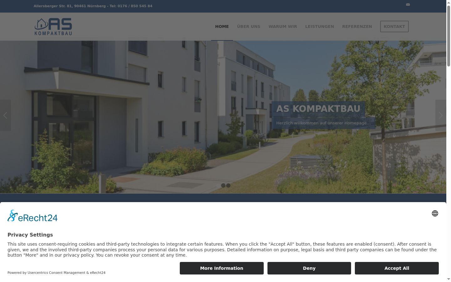 Skärmbild av samtyckesbannern som visades före någon interaktion