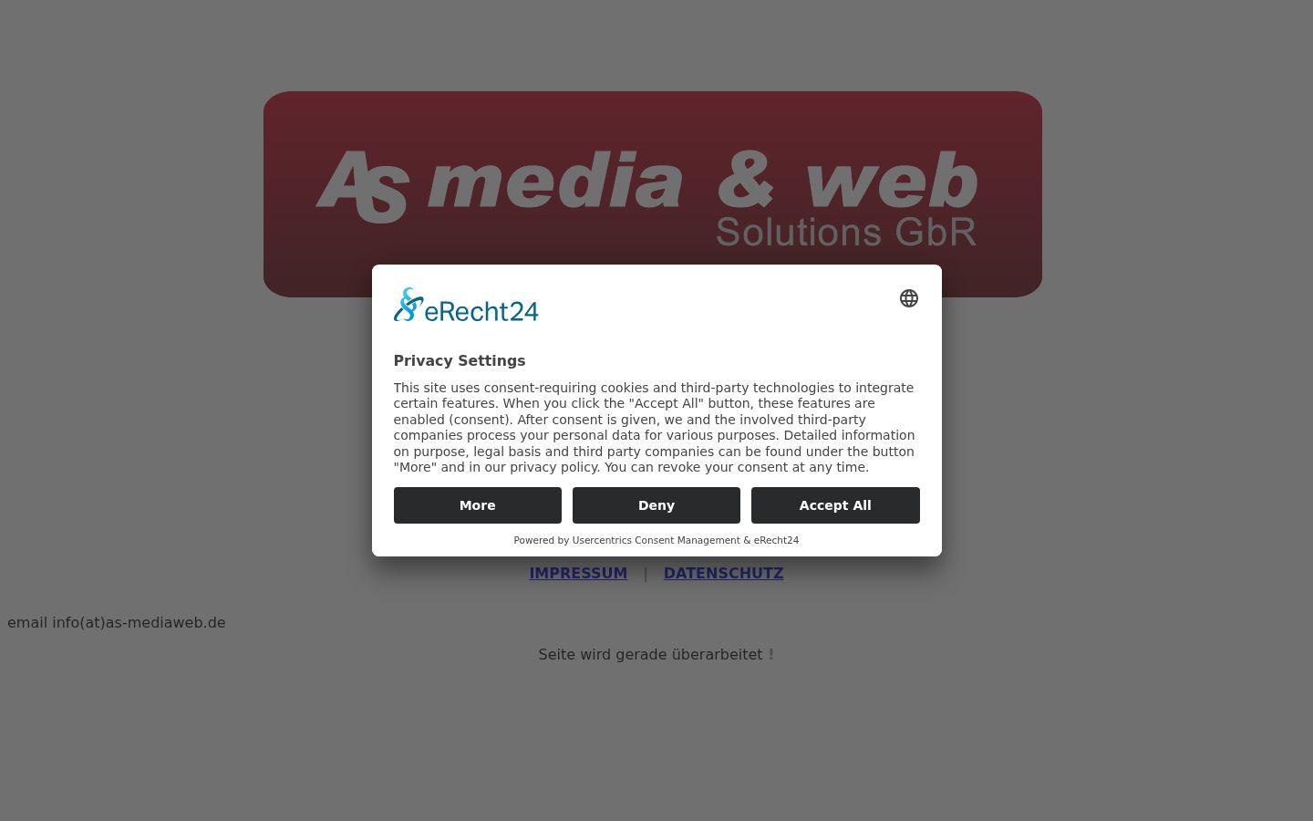 Screenshot des Einwilligungsbanners vor jeglicher Interaktion