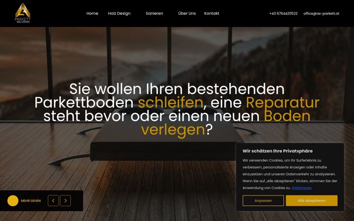 Screenshot van as-parkett.at