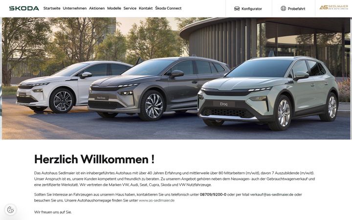 Screenshot of as-sedlmaier.skoda-auto.de
