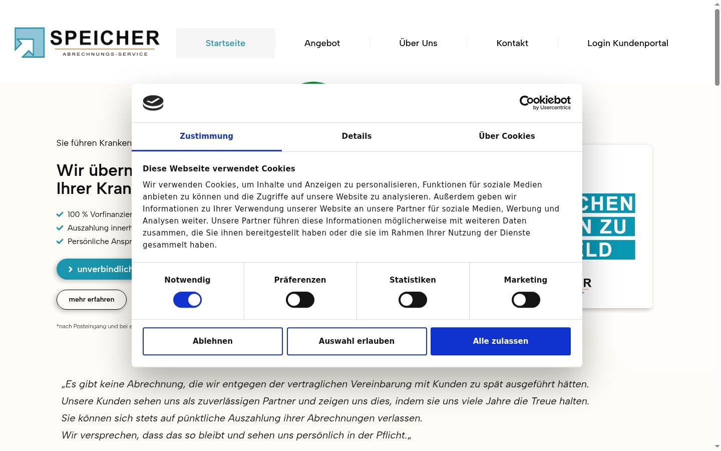 Screenshot del banner di consenso mostrato prima di qualsiasi interazione