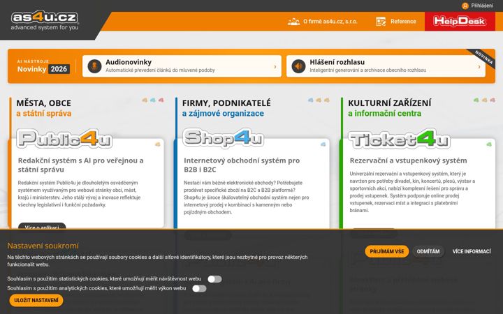 Snímek obrazovky as4u.cz