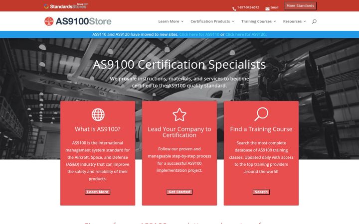Screenshot ta' as9100store.com