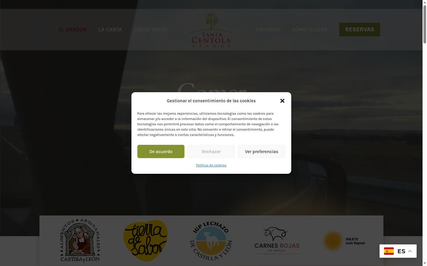 Captură de ecran a bannerului de consimțământ afișat înainte de orice interacțiune