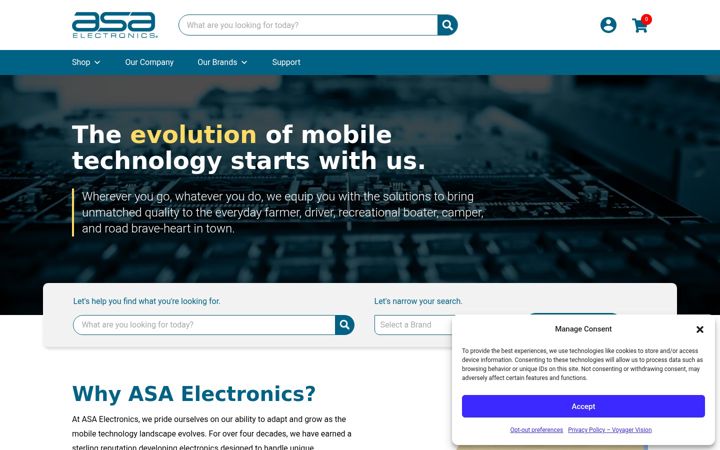 Screenshot of asaelectronics.com