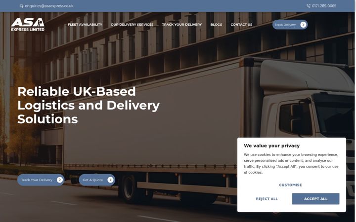 Screenshot of asaexpress.co.uk
