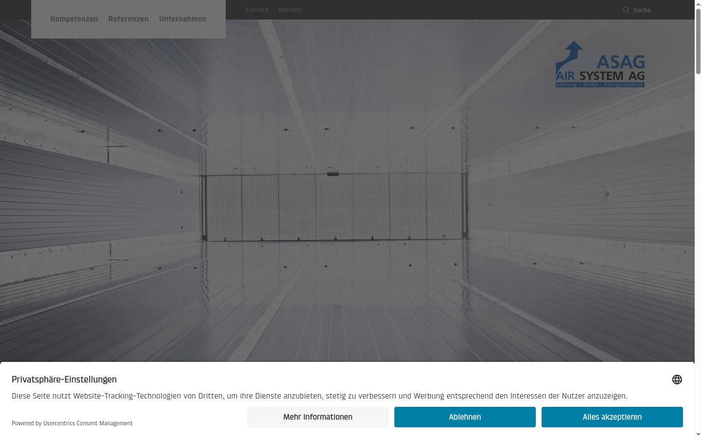 Screenshot des Einwilligungsbanners vor jeglicher Interaktion