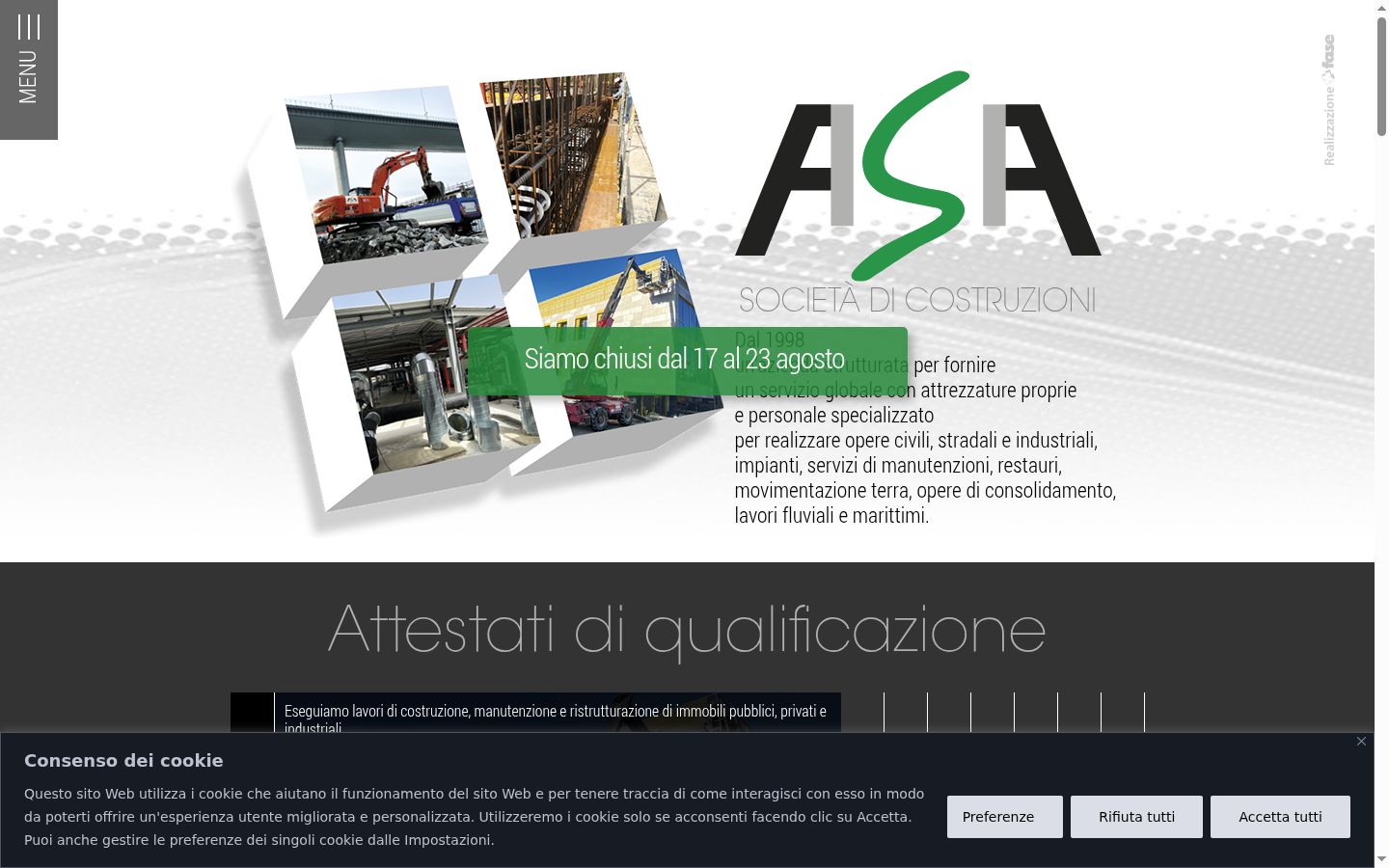 Screenshot del banner di consenso mostrato prima di qualsiasi interazione