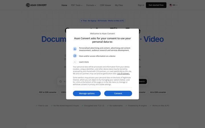 Screenshot di asanconvert.com