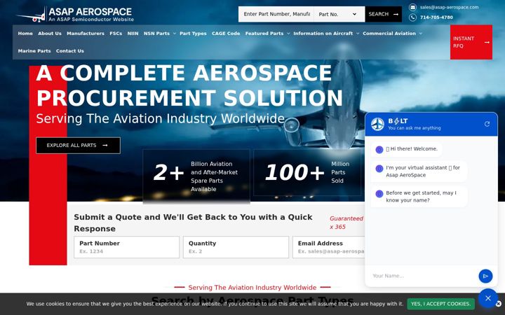 Screenshot of asap-aerospace.com