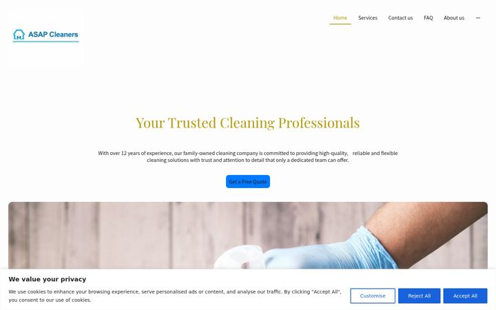 Snímek obrazovky asap-cleaners.co.uk