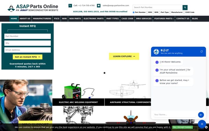 Screenshot von asap-partsonline.com