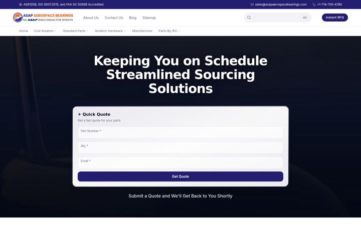 Screenshot of asapaerospacebearings.com