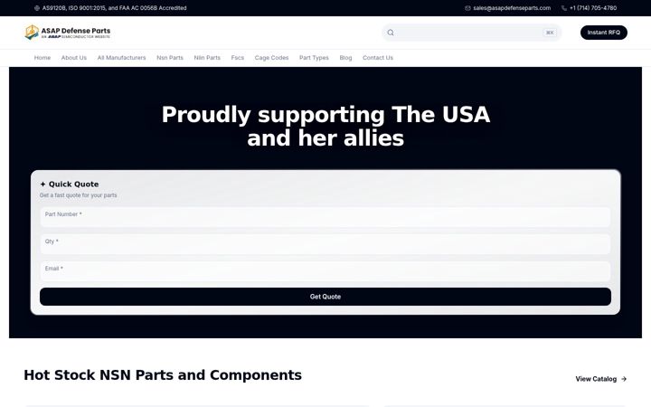 Screenshot of asapdefenseparts.com