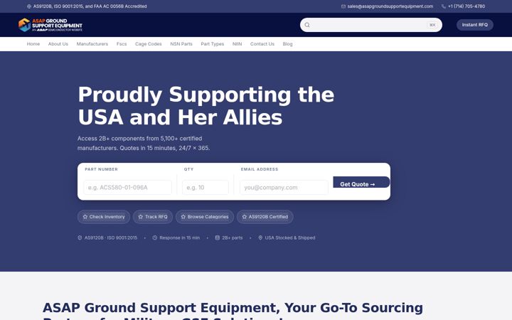 Screenshot of asapgroundsupportequipment.com
