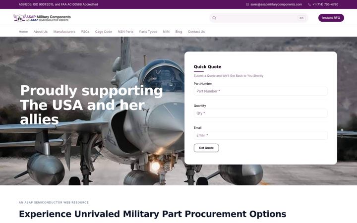 Screenshot of asapmilitarycomponents.com