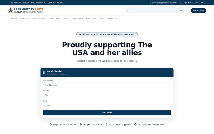 Screenshot of asapmilitaryparts.com