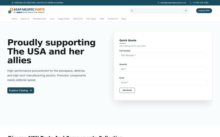 Screenshot of asapmilspecparts.com