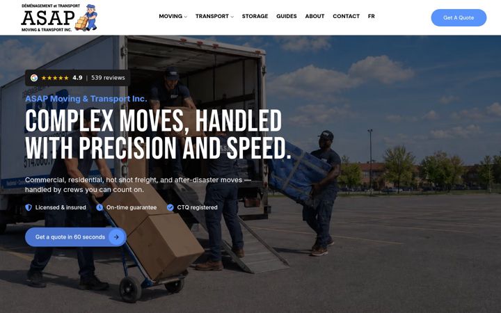 Snímek obrazovky asapmoving.ca