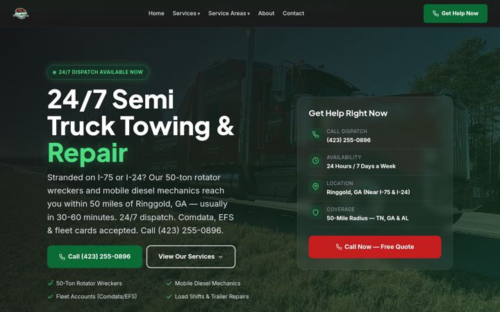 Screenshot of asaptowingandtruckrepair.com