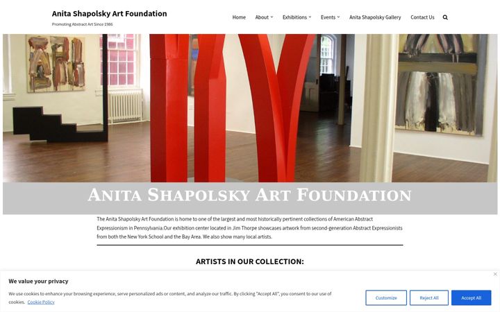 Screenshot of asartfoundation.org