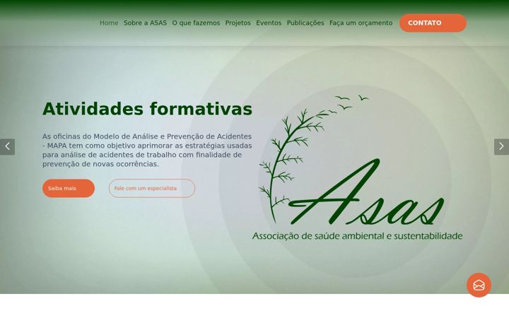 Ekraanipilt saidist asastrabalhoesaude.org.br