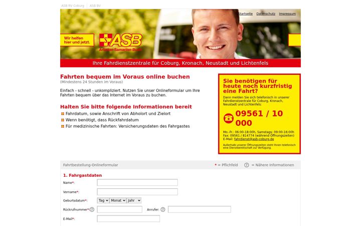 Screenshot of asb-fahrdienstzentrale.de