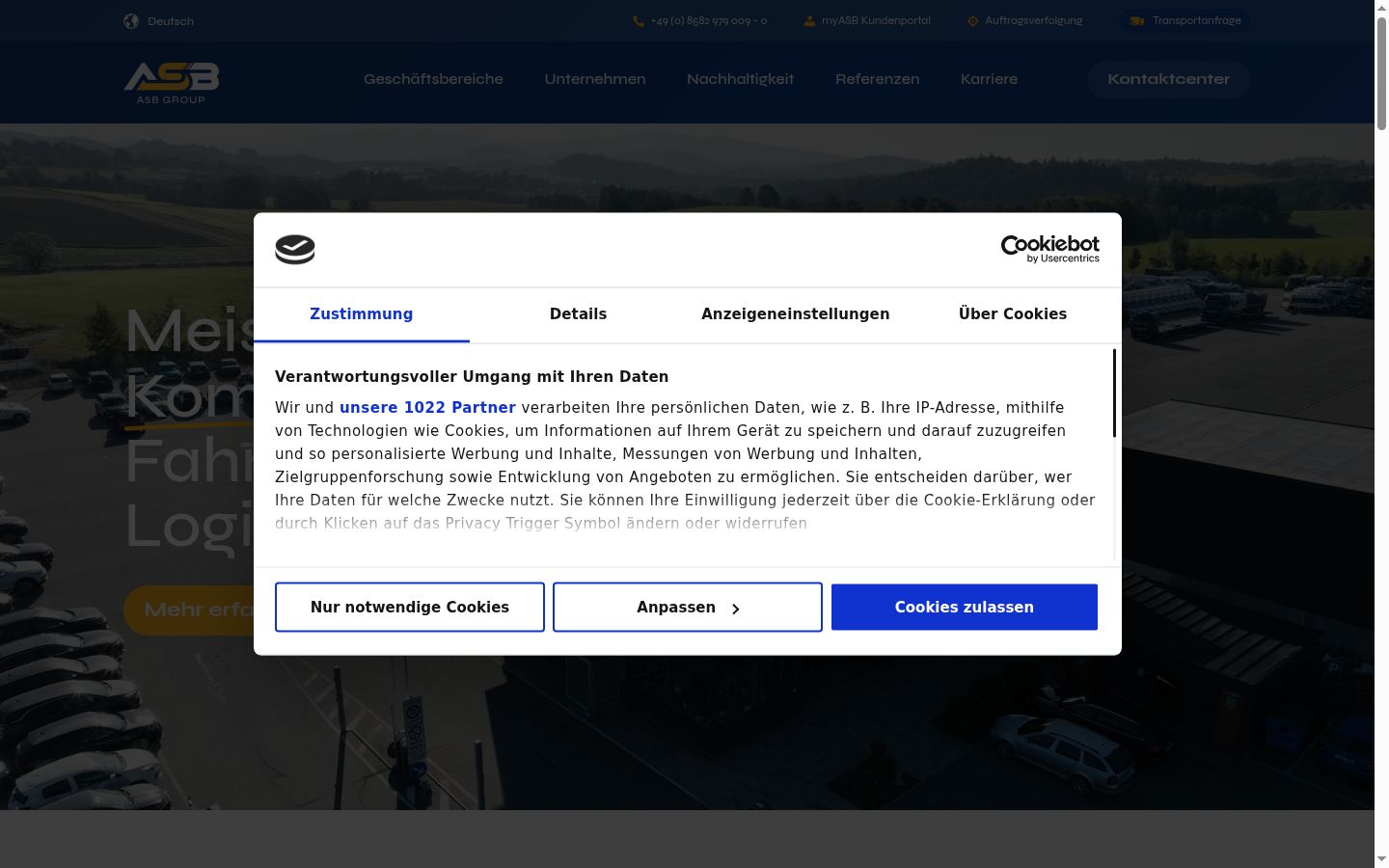 Screenshot del banner di consenso mostrato prima di qualsiasi interazione