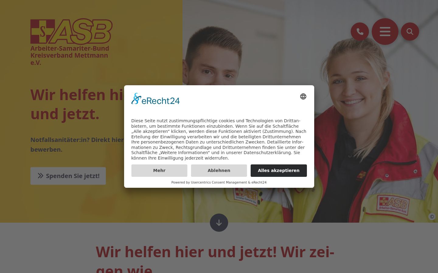 Screenshot del banner di consenso mostrato prima di qualsiasi interazione