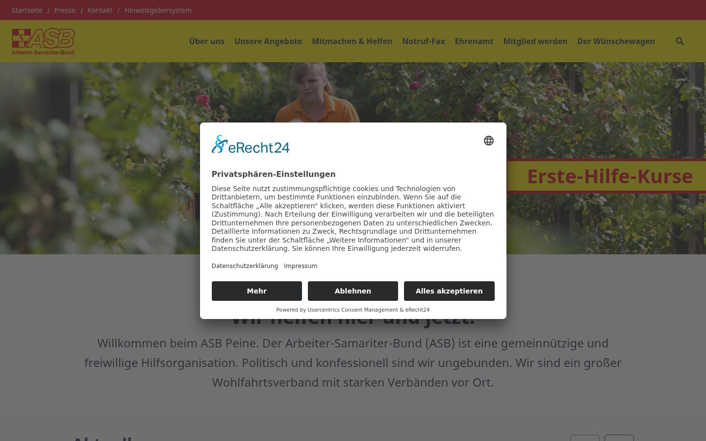 Screenshot of the consent banner shown before any interaction