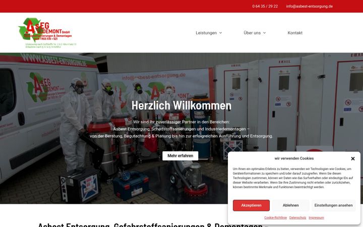 Snímek obrazovky asbest-entsorgung.de