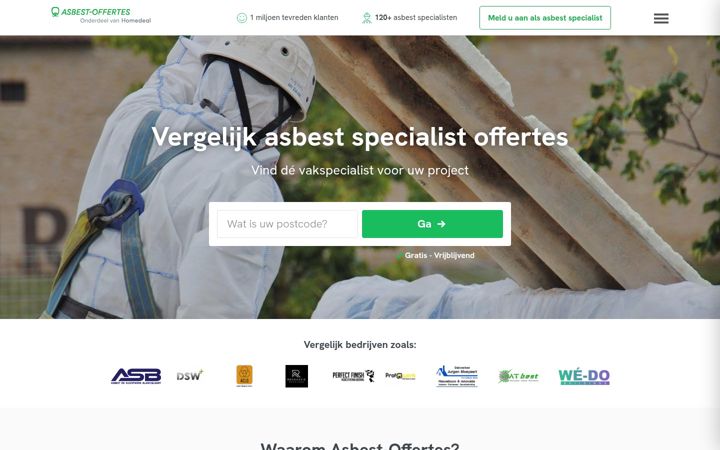Screenshot of asbest-offertes.be
