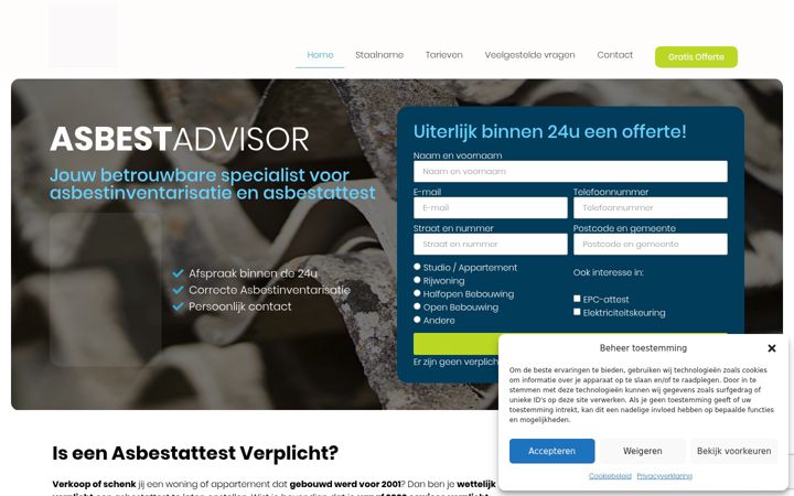 Screenshot of asbestadvisor.be