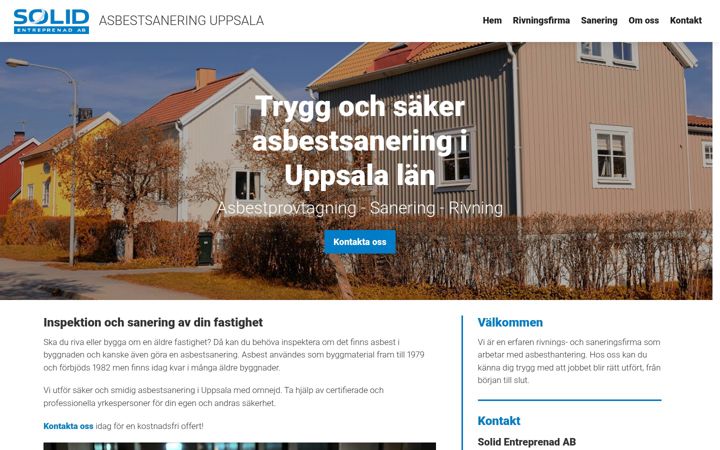 Screenshot of asbestsaneringuppsala.se