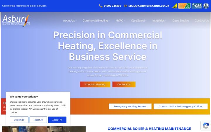 Captură de ecran a asburyheating.co.uk