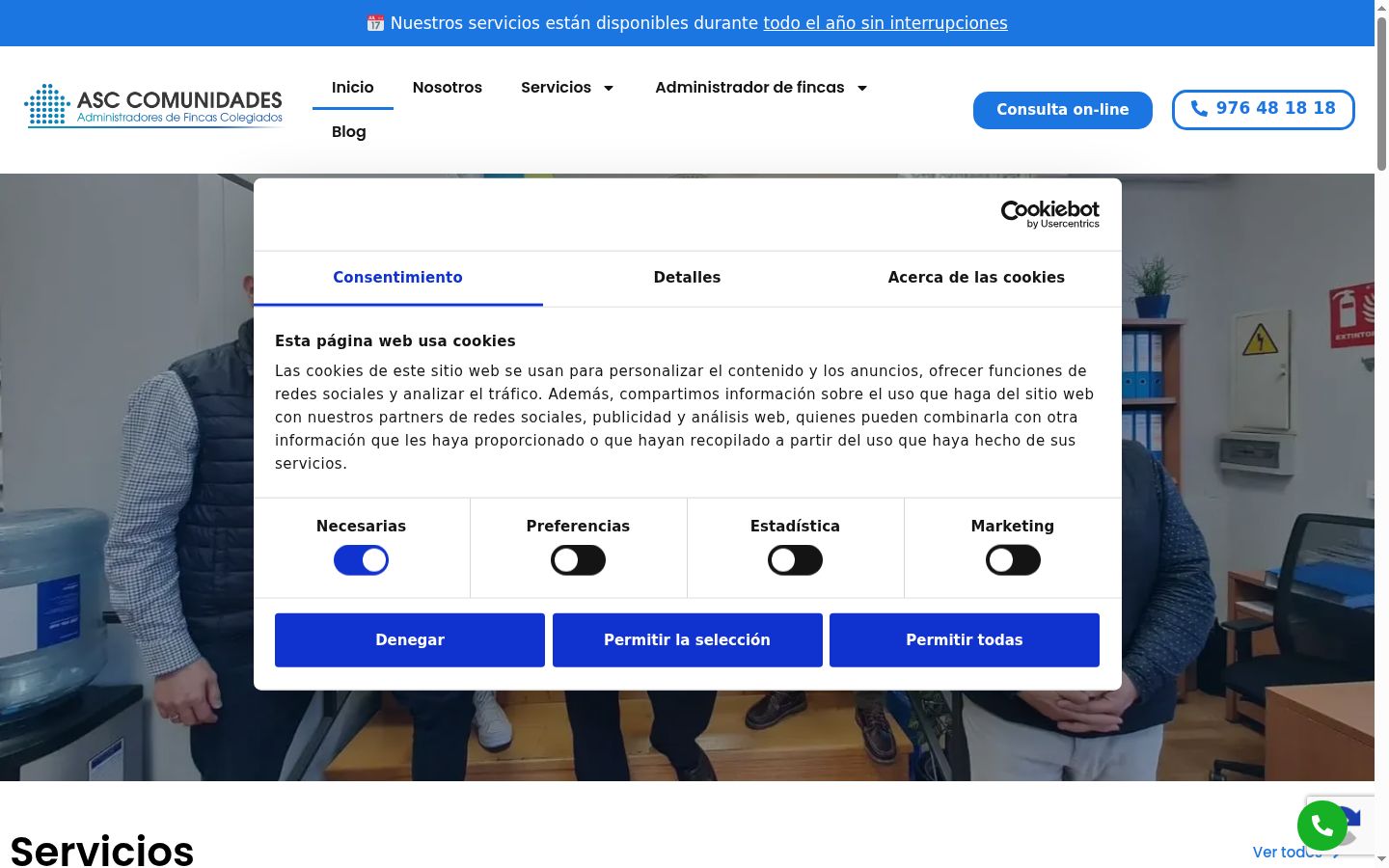 Screenshot of the consent banner shown before any interaction
