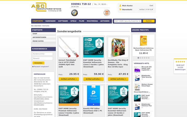 Screenshot of asc-shop.de