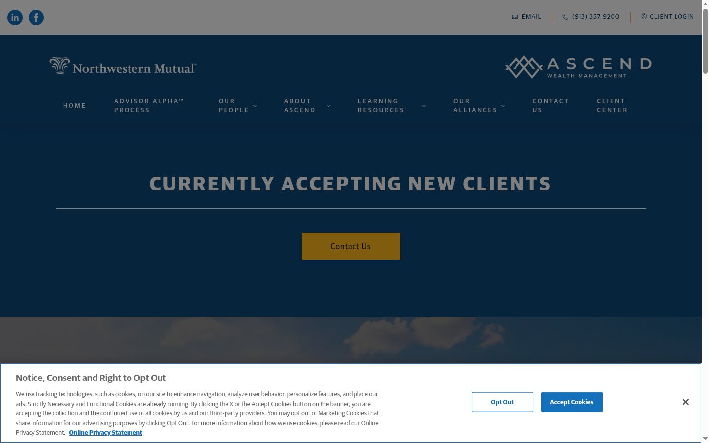 Screenshot of the consent banner shown before any interaction