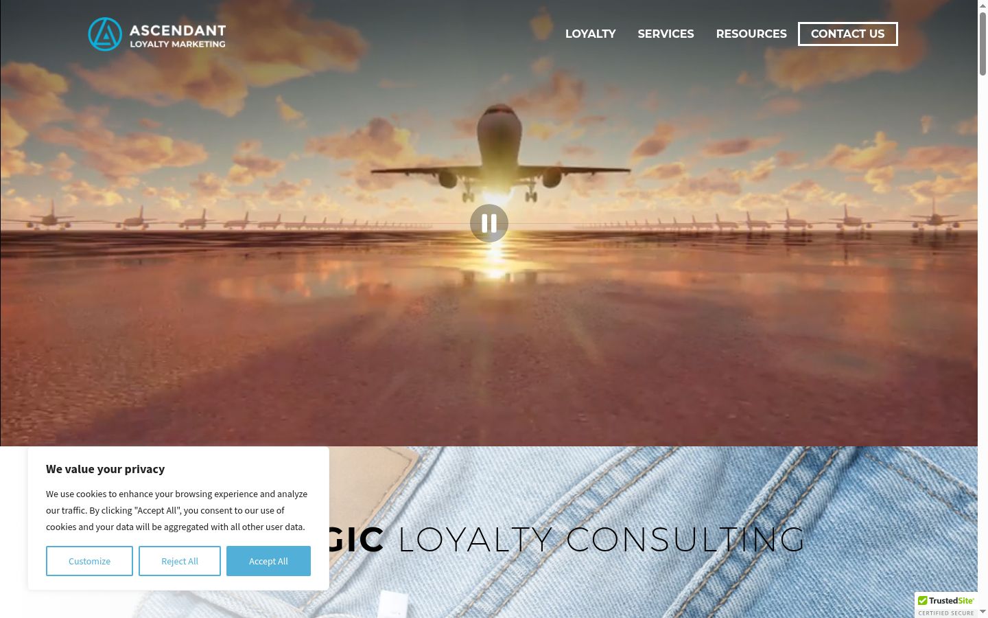 Screenshot of the consent banner shown before any interaction