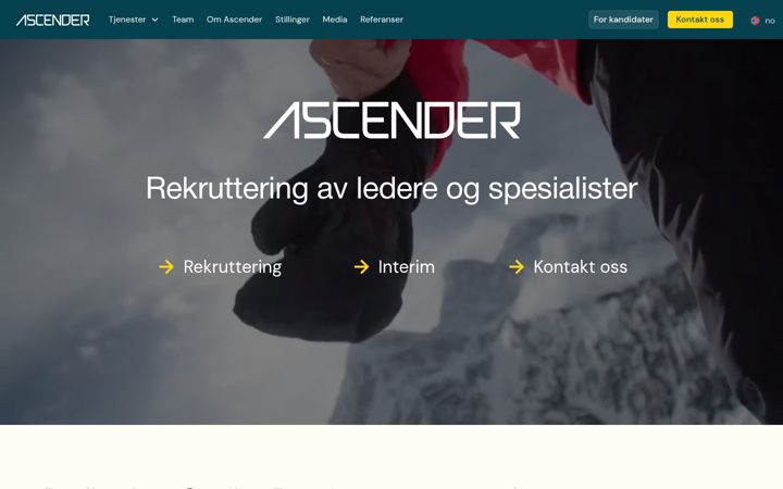 Screenshot of ascender.no