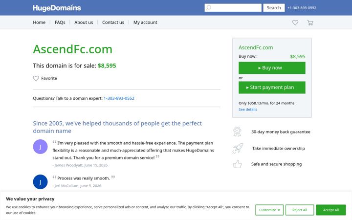 Screenshot of ascendfc.com