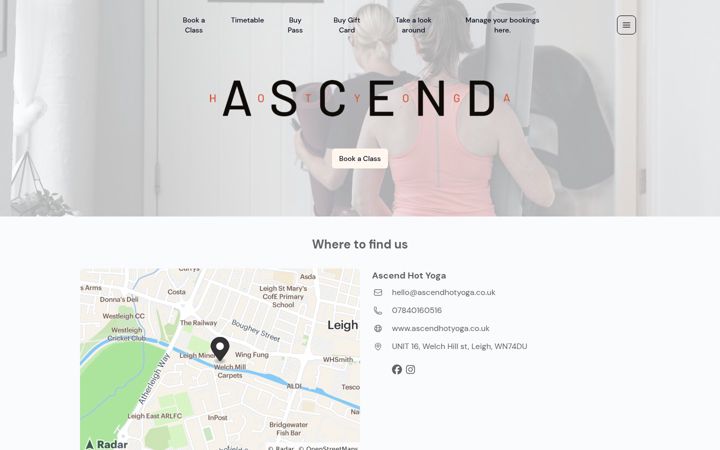 Screenshot of ascendhotyoga.co.uk