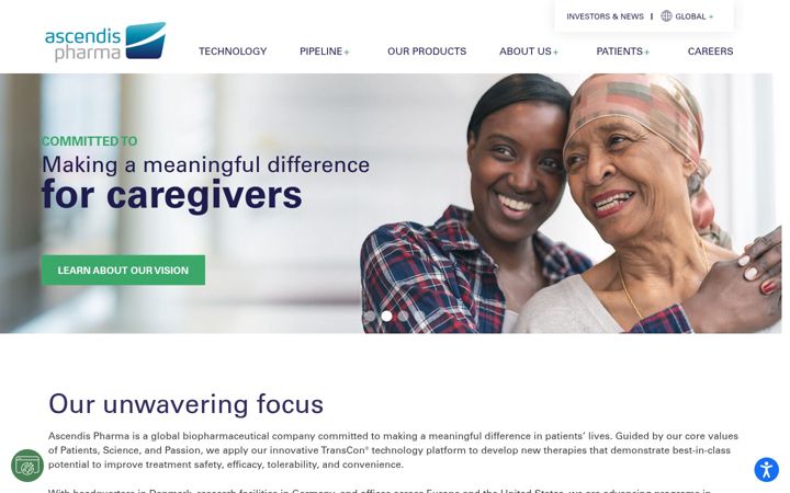 Screenshot of ascendispharma.com
