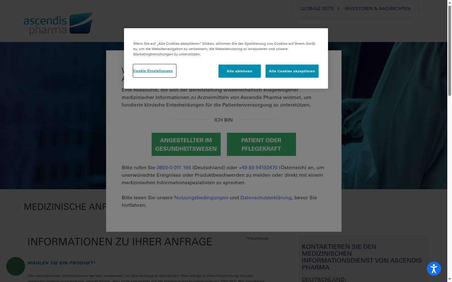 Screenshot del banner di consenso mostrato prima di qualsiasi interazione