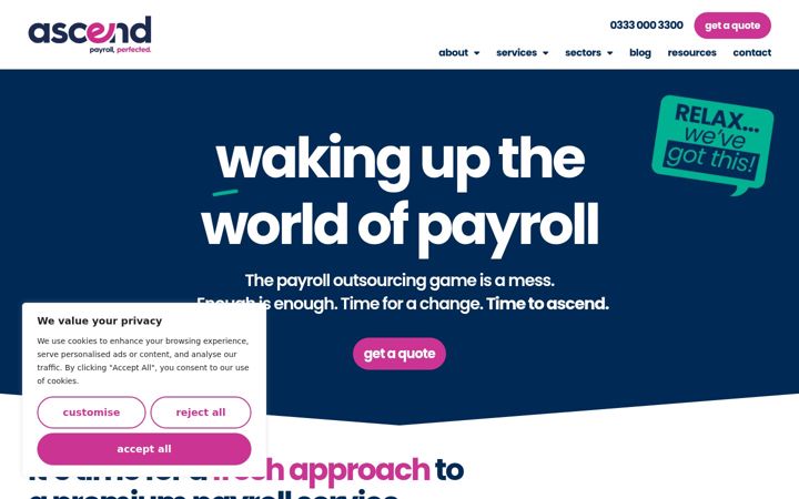 Skjámynd af ascendpayroll.co.uk