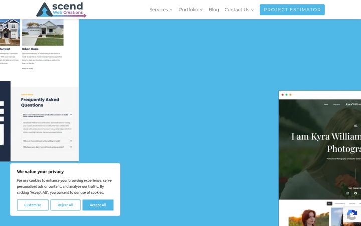 Screenshot of ascendwebcreations.com