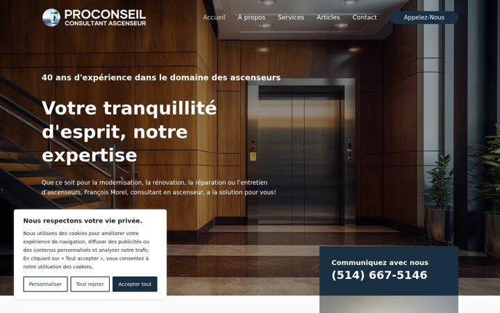Screenshot of ascenseurs.ca