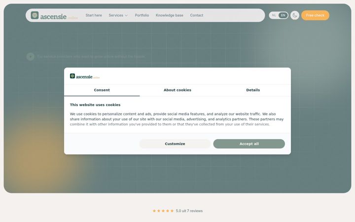 Skjermbilde av ascensie.online