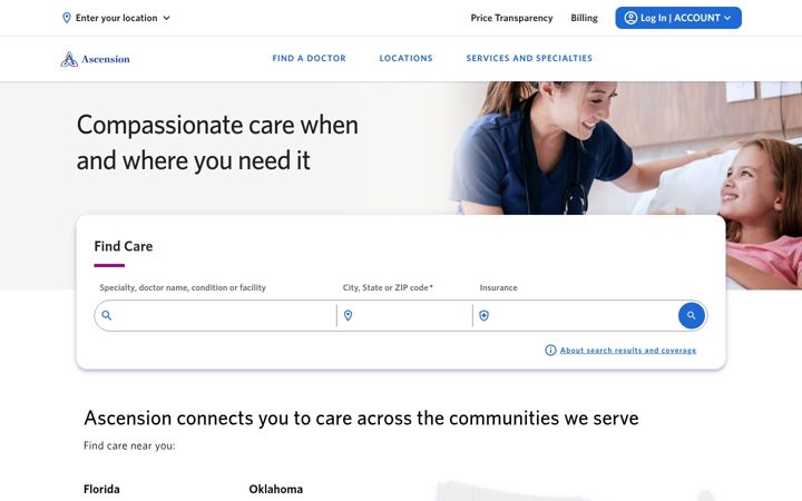 Screenshot of ascension.org