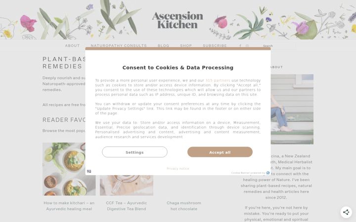 Screenshot of ascensionkitchen.com